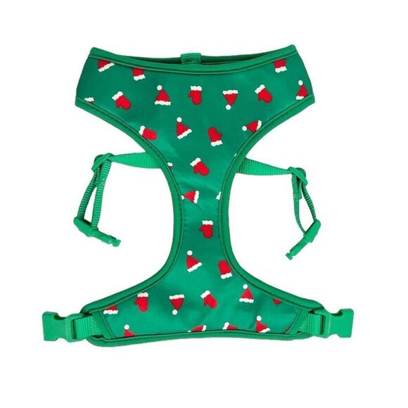 Merry & Bright Green Santa Hat Christmas Holiday Reversible Dog Harness Small - Picture 1 of 5